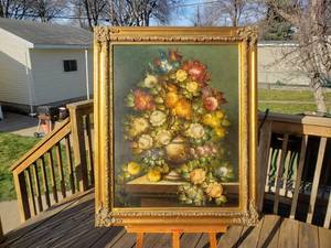 Huge Bouquet Still Life Signed R. Michel