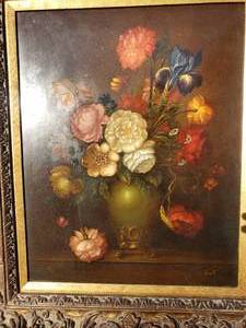 Antique Oil Bouquet signed Boll