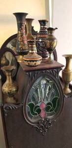 Collection of Engraved and Decorated Brass Vases