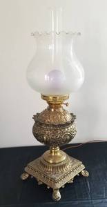 Ornate Brass Gone with the Wind Table Lamp