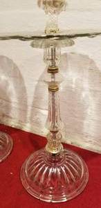 Hollywood Regency Round Glass Pedestal Side Tables