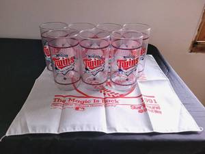 1991 Minnesota Twins World Champions Collectible Glasses for 76 Oil