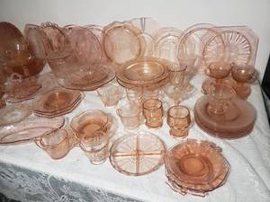 Massive Group of PINK Depression Ware B
