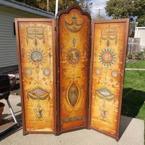 French Art Deco Hand Painted Privacy Screen