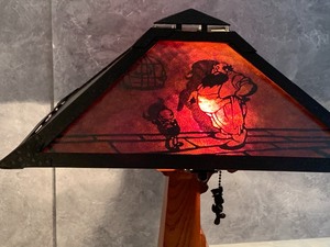 lot 6 image: Arts and Crafts Style Pinocchios Journey Table Lamp