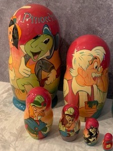 lot 58 image: Russian Style Pinocchio Stacking Figurines