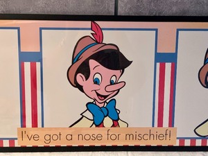 lot 55 image: Framed Pinocchio Ive Got a Nose for Mischief Poster