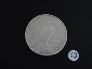lot 13 image: 1928-S AU Peace Silver Dollar