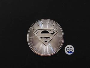 lot 66 image: 2016 Brilliant Uncirculated .9999 1 Oz. Silver $5.00 Canada Superman Coin