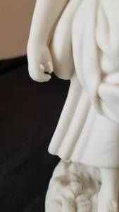 Antique Victorian Parian Bisque Statue  Young Lady Holding a Vessel