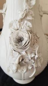 Antique Victorian Parian Bisque Vase  Intricate Rose Application
