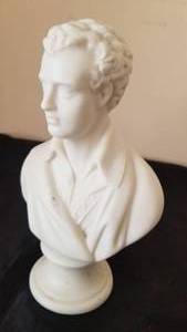 Antique Victorian Parian Bisque Bust Statue  Young Man with Curls