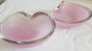 Pair of Pink Art Glass Ashtrays by Tapio Wirkkala