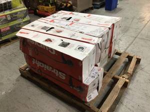 Pallet with assorted Homelite stringtrimmers various models and conditions customer returns