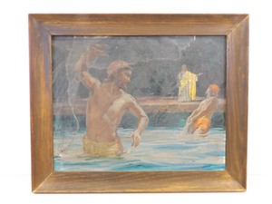 lot 29 image: Listed Artists George Morton Prout Jesus Calls to Disciples Oil on Canvas in Original Frame