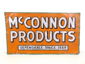 lot 43 image: Antique McConnon Products 14 x 8 Tin Litho Sign