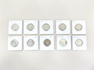 lot 79 image: Lot of 10 US Silver Washington Quarters From the 1950s and 1960s