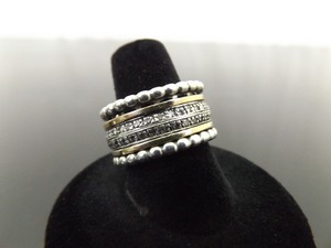 lot 93 image: 14k Yellow Gold .925 Sterling Silver Diamond Fidget Spinner Ring Size 8