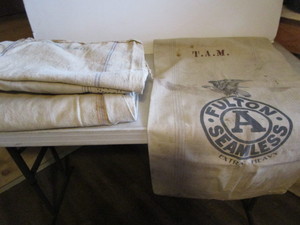 Grain  seed sacks, one Fulton Seam...