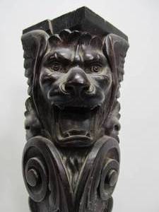 lot 19 image: Quality Antique Carved Furniture or Piano Leg wLions Head
