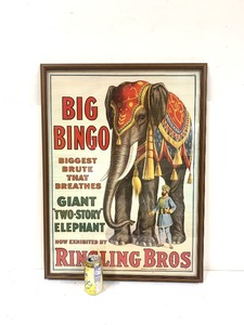 lot 81 image: Framed Big Bingo The Elephant Ringling Bros Circus Poster
