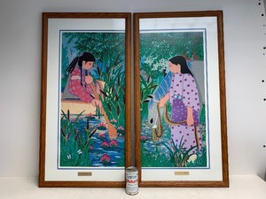 lot 43 image: Pair of Framed Signed Virginia Stroud Young Native American Girl Prints