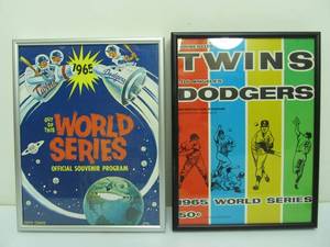 lot 114 image: 2 Framed Original 1965 MN TWINS vs Dodgers World Series Programs