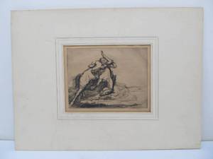 lot 120 image: Hand Signed Vintage Western Bronc Stomper Artwork by Lawrence Barrett (1897-1973)