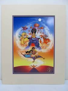 lot 121 image: Matted Disney ALADDIN Lithograph