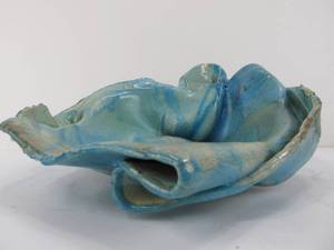 lot 141 image: Large Thick Hand Made Art Pottery Abstract Centerpiece 