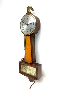 lot 191 image: Working Vintage SESSIONS Banjo Wall Clock wEagle Finial