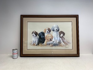 lot 192 image: Framed Signed Numbered Jim Killen Hunting Puppies Print