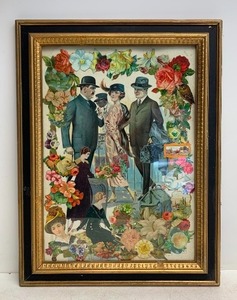 lot 196 image: Framed Antique Early 1900s Collage Artwork