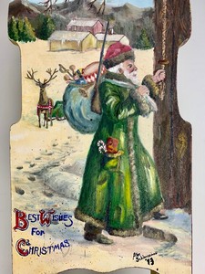 lot 198 image: Very Nice Hand Painted Vintage Wooden Christmas Sled 