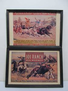 lot 208 image: Pair of Framed Vintage Wild West Show Poster Prints