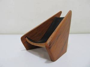 lot 216 image: Sign Mid Century Danish Modern Teak & Leather Smoking Pipe Holder by Sowe & Konst - Sweden
