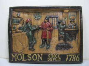 lot 218 image: Large Vintage MOSLON Tavern Scene Beer Sign