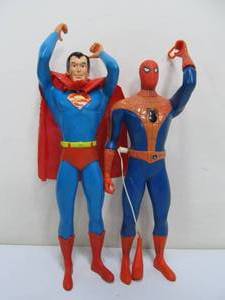 lot 223 image: Vintage 1970s Remco 12 Spider-Man & Superman Action Figure Toys