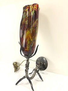 lot 278 image: Large Art Glass & Sculpted Steel Wall SconceLamp