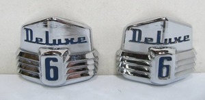 lot 263 image: 2 Old Vintage FORD Deluxe 6 Chrome Car Emblems
