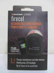 lot 261 image: Brand New Celestron FIRECEL - Rechargeable Hand Warmer, Power Pack (Phone Charger) & Flashlight