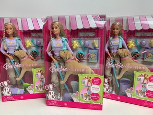 lot 327 image: 3 Brand New BARBIE & Tanner the Dog Play Sets 
