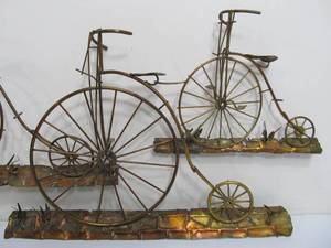lot 277 image: C.Jere Era Bicycle Torched Metal Wall Art