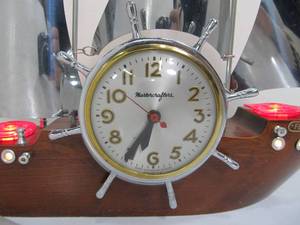 lot 335 image: Vintage 1950s Mastercrafters Flying Cloud 3-Sail Electric Clock with Night Lights