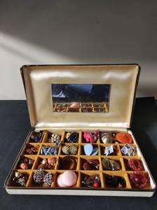Vintage Jewelry Case Filled with Earrings