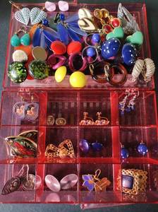 Case filled with Vintage 80s Earrings