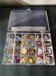 Two-Tiered Jewelry Case with Vintage Earrings