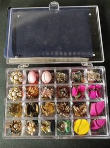 Two-Tiered Jewelry Case with Vintage Earrings
