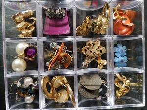 Two-Tiered Jewelry Case with Vintage Earrings