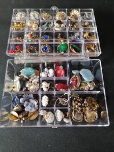 Two-Tiered Jewelry Case with Vintage Earrings